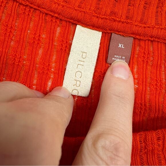 Pilcro Anthropologie Orange Ribbed Knit Crew Neck Sweater Womens XL Fall Casual - Picture 4 of 7